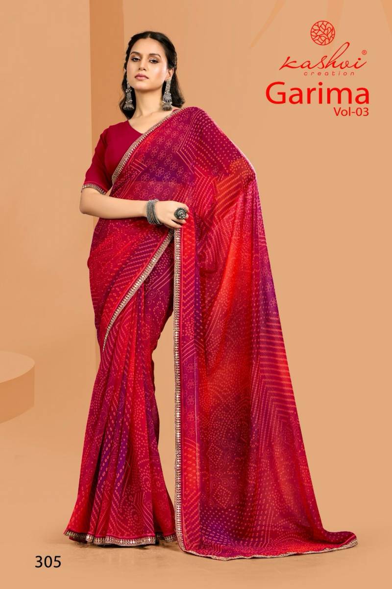 Kashvi Garima Vol 3 Georgette Bandhej Printed Saree Collection