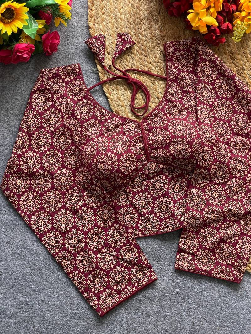 Fab Ajrakh 2 Cotton Ajrakh Printed Blouse Collection