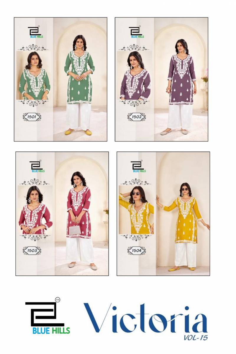 Blue Hills Victoria Vol 15 Rayon Kurti With Plazzo Collection