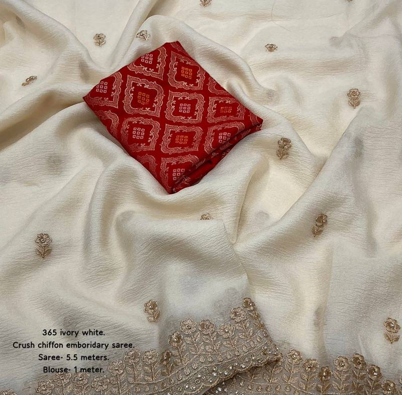 Kc 610 Designer Embroidered Crunchy Crush Saree Collection