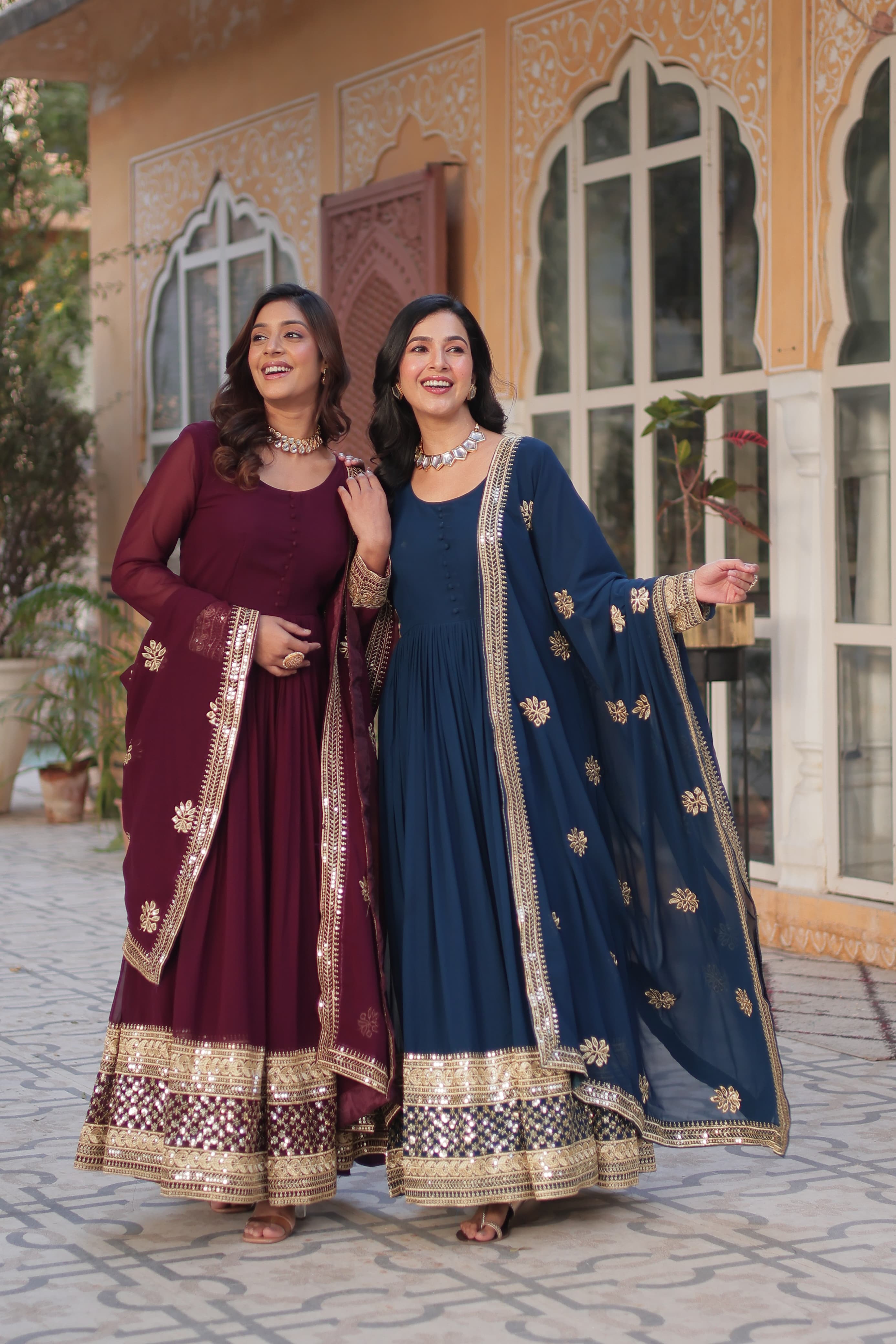 Lekha KA 1135 Faux Blooming with Embroidery Zari Sequins Gown With Dupatta