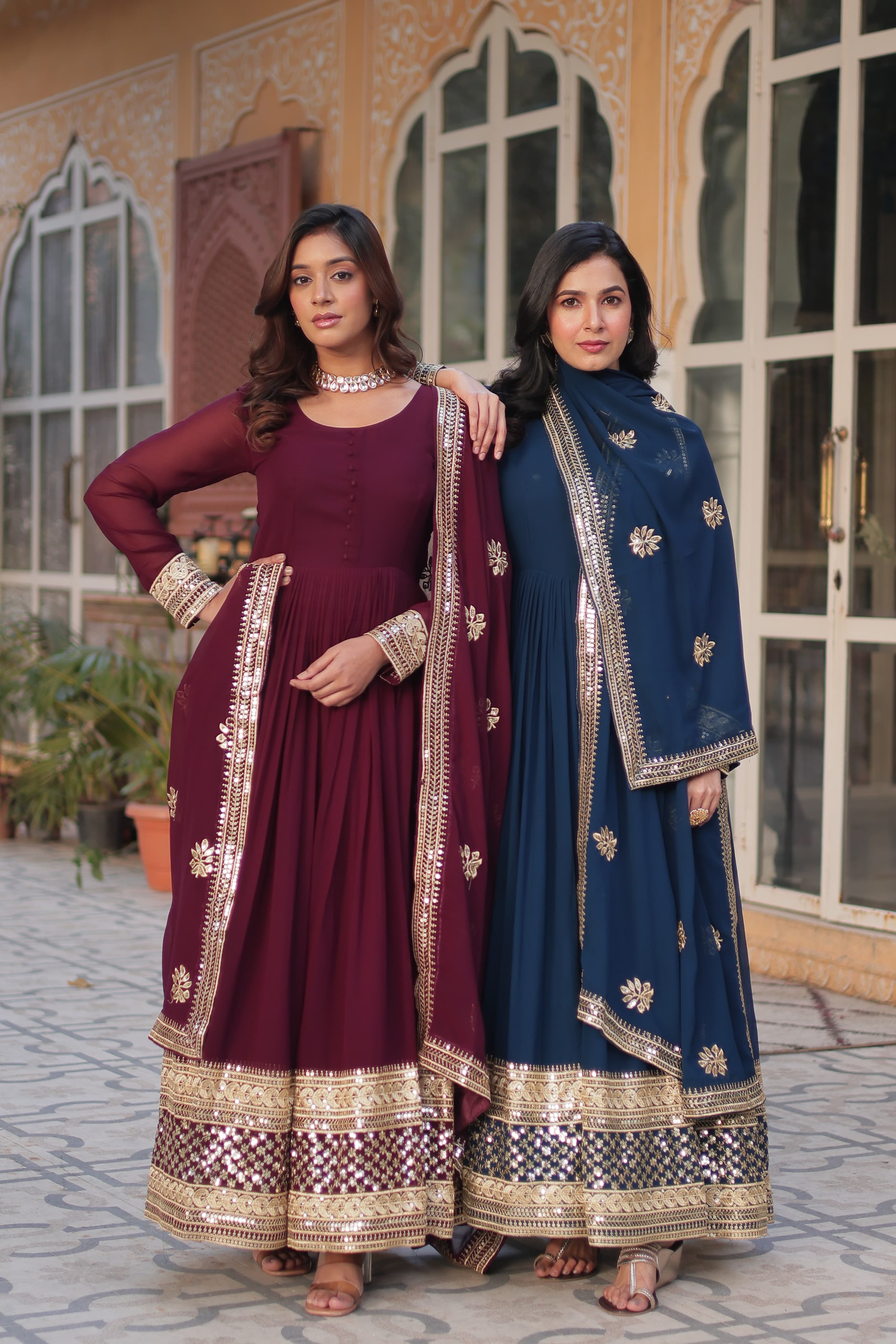 Lekha KA 1135 Faux Blooming with Embroidery Zari Sequins Gown With Dupatta