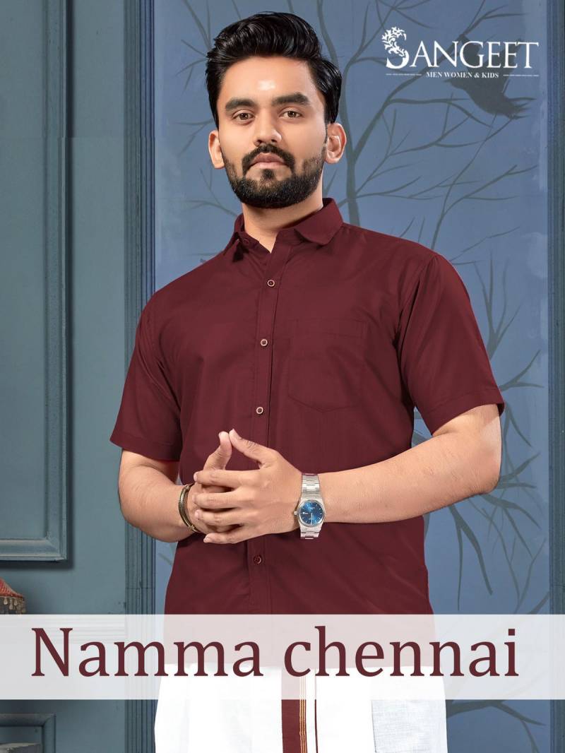 Sangeet Namma Chennai New Colours Cotton Slub Shirt With Vesti