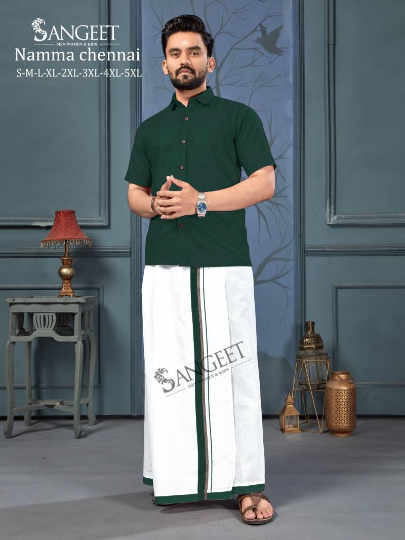 Sangeet Namma Chennai New Colours Cotton Slub Shirt With Vesti