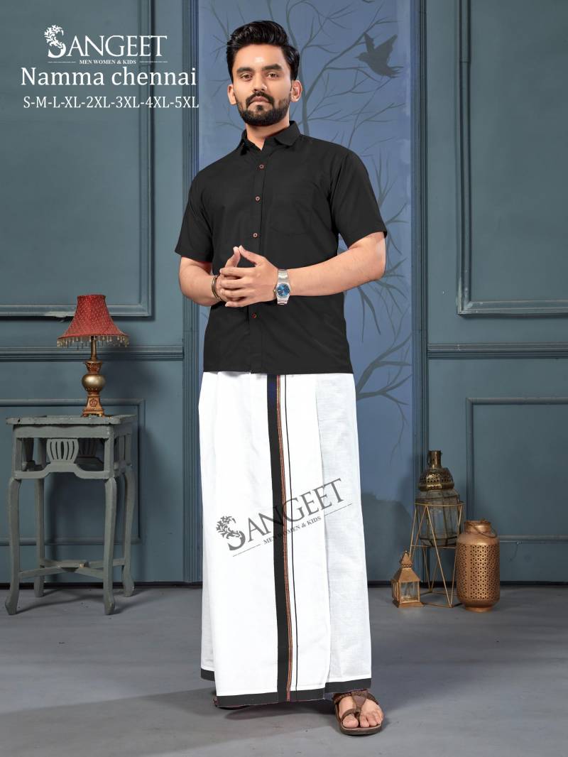 Sangeet Namma Chennai New Colours Cotton Slub Shirt With Vesti