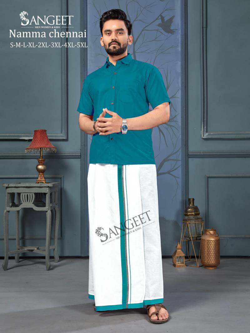 Sangeet Namma Chennai New Colours Cotton Slub Shirt With Vesti