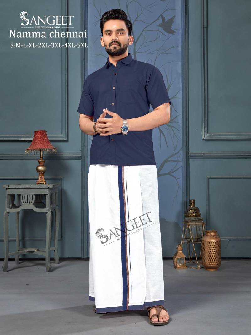 Sangeet Namma Chennai New Colours Cotton Slub Shirt With Vesti