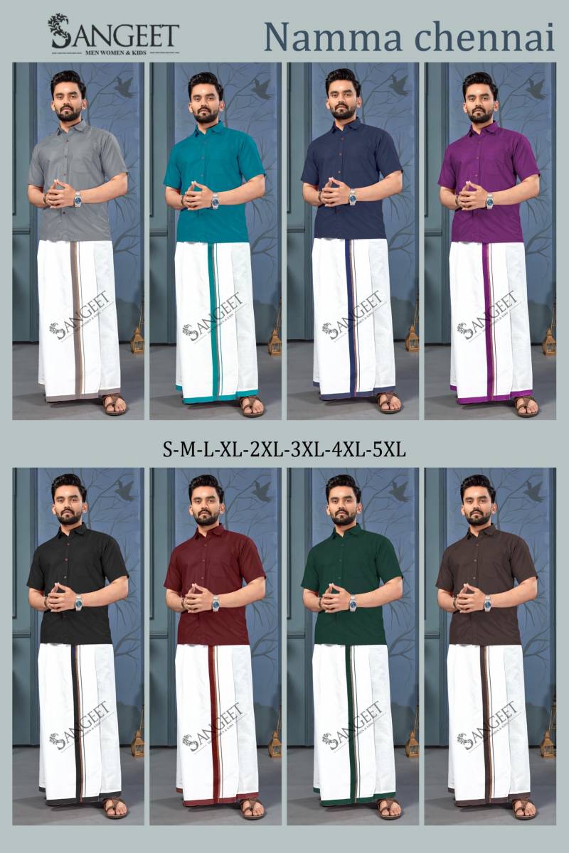 Sangeet Namma Chennai New Colours Cotton Slub Shirt With Vesti