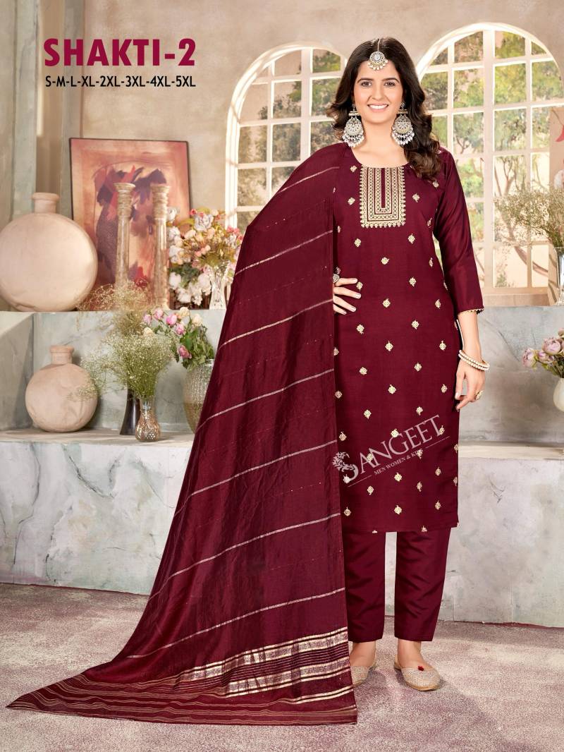 Sangeet Shakti 2 Roman Silk Kurti Bottom With Dupatta Collection