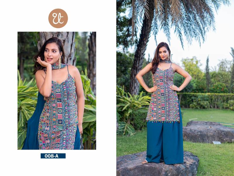 Th 008 A To D Chinon Embroidered Work Salwar Kameez Collection