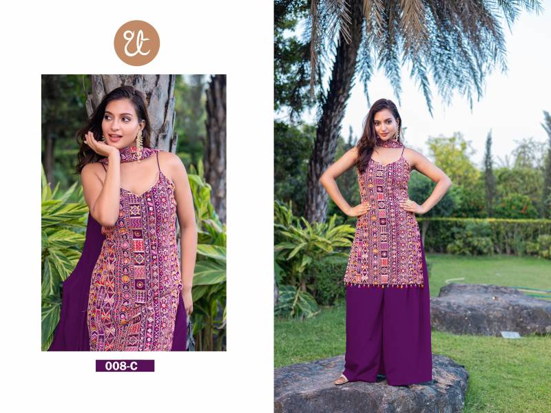 Th 008 A To D Chinon Embroidered Work Salwar Kameez Collection