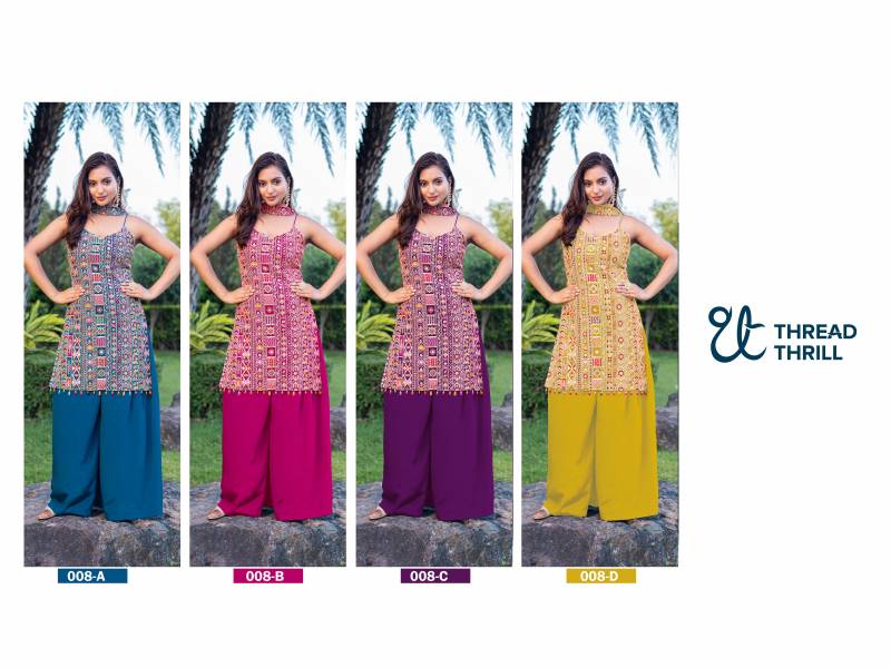 Th 008 A To D Chinon Embroidered Work Salwar Kameez Collection