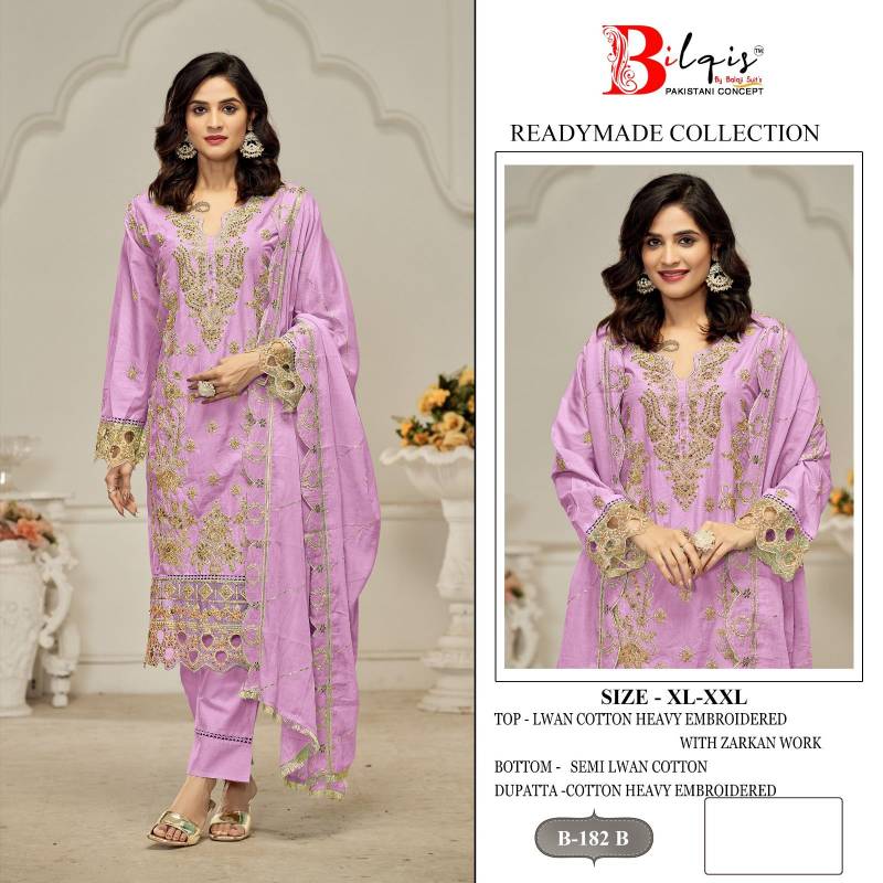 Bilqis B 182 Lawn Cotton Pakistani Readymade Salwar Kameez