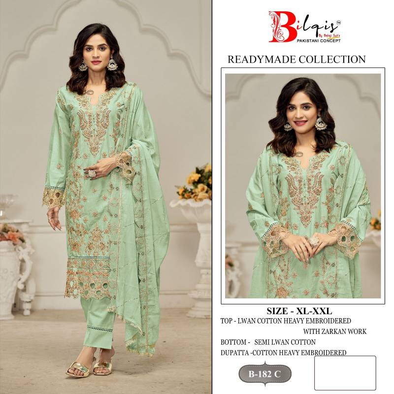 Bilqis B 182 Lawn Cotton Pakistani Readymade Salwar Kameez