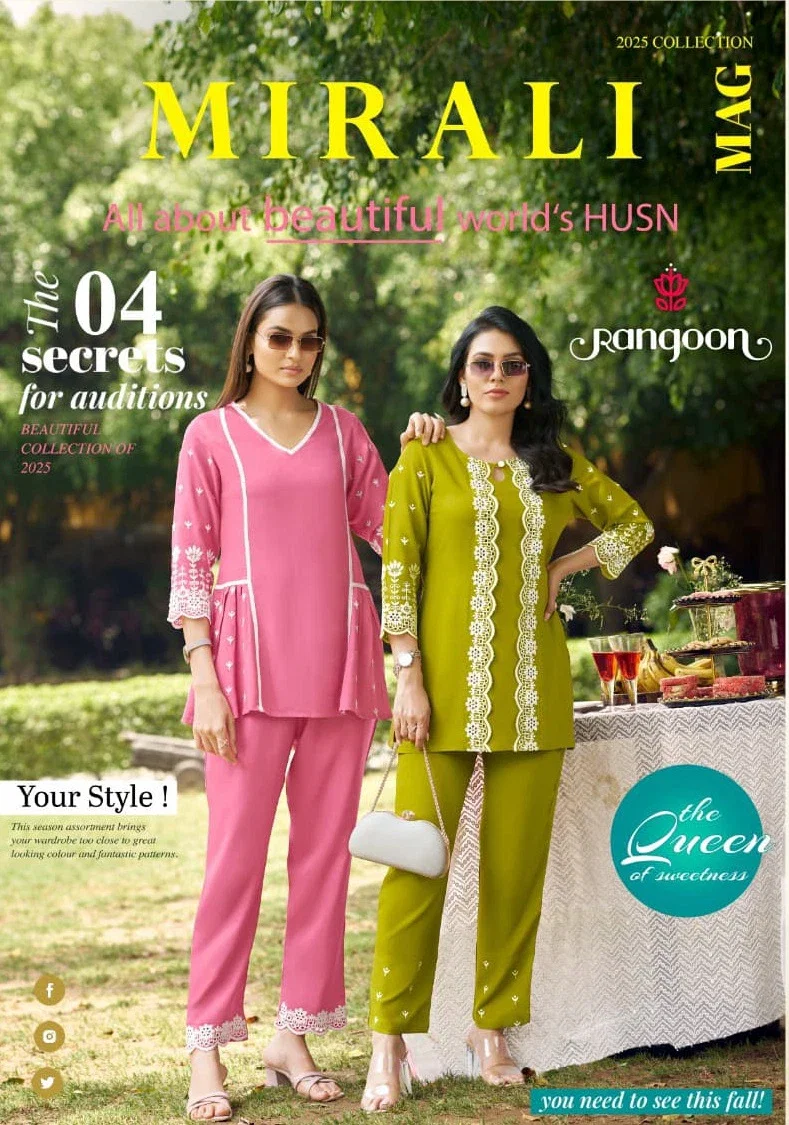 Rangoon Mirali Viscose Rayon Fancy Co Ord Set Collection