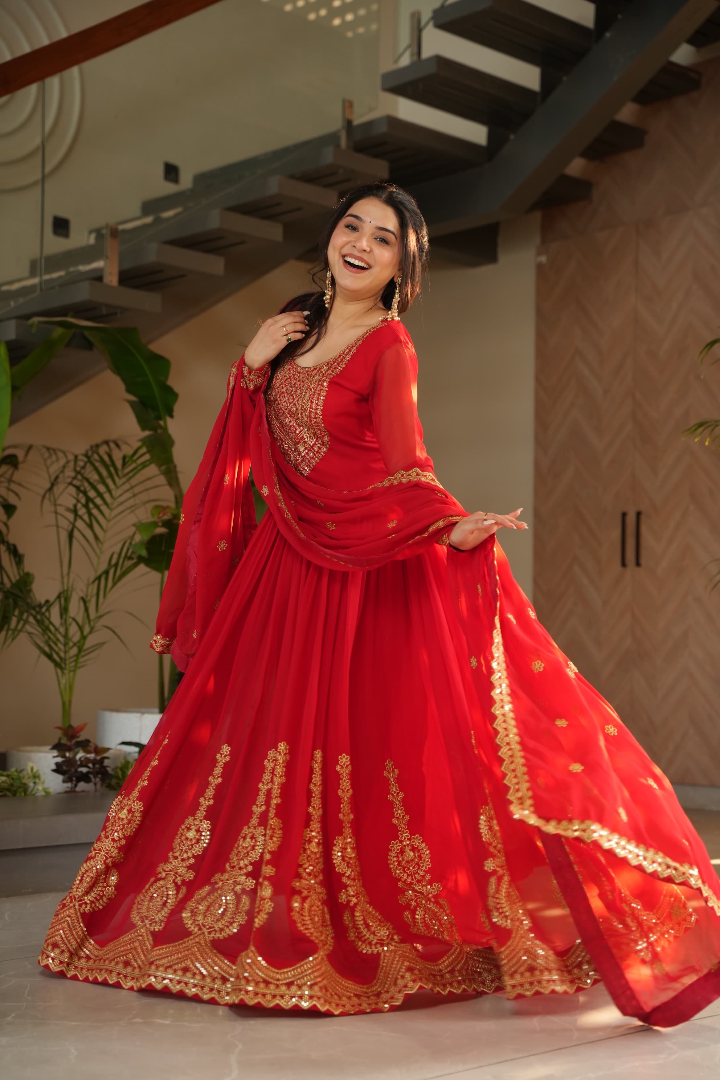 Lekha KA 1162 Faux Blooming with Embroidery Zari Sequins Gown with Dupatta