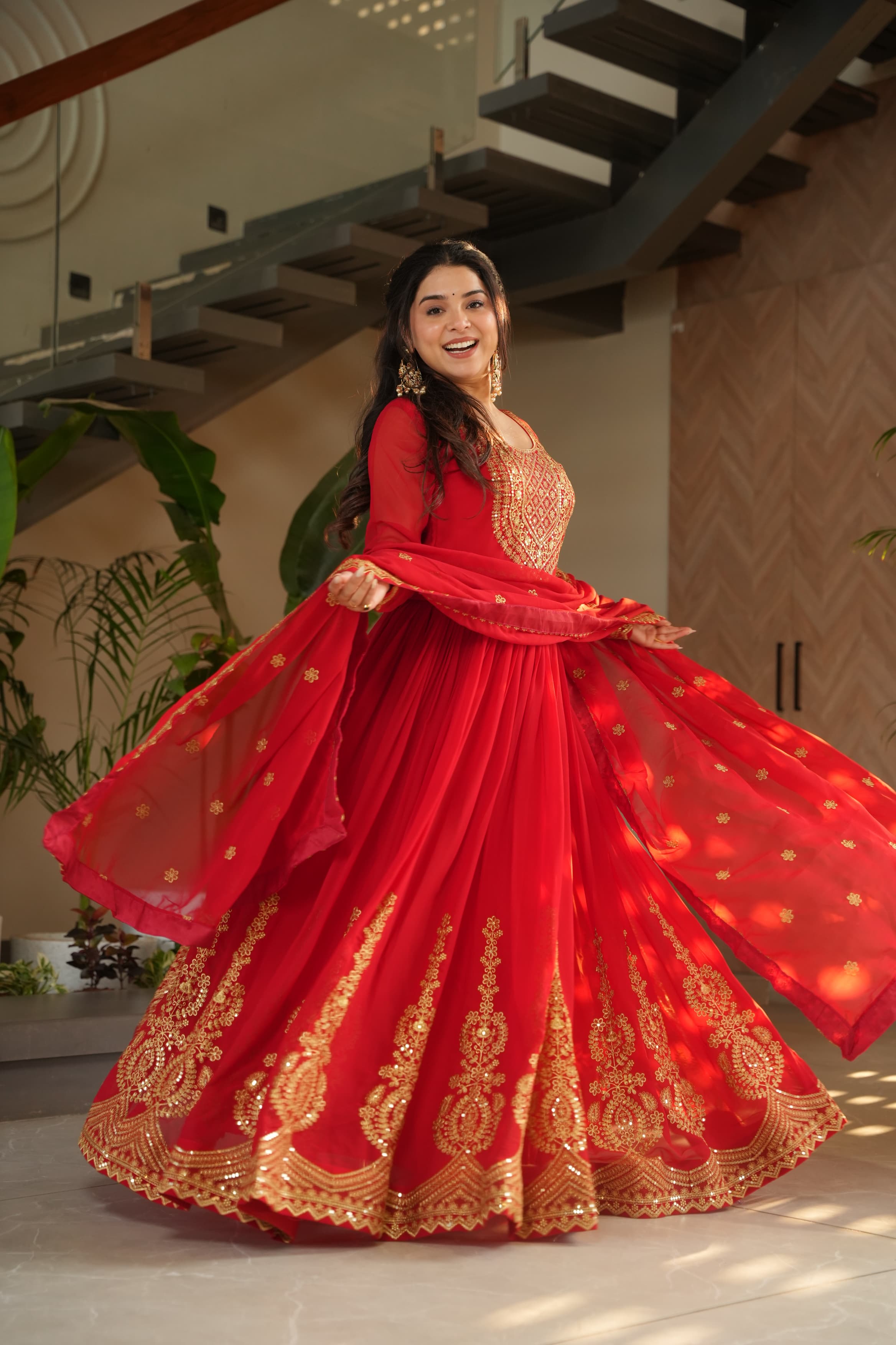 Lekha KA 1162 Faux Blooming with Embroidery Zari Sequins Gown with Dupatta