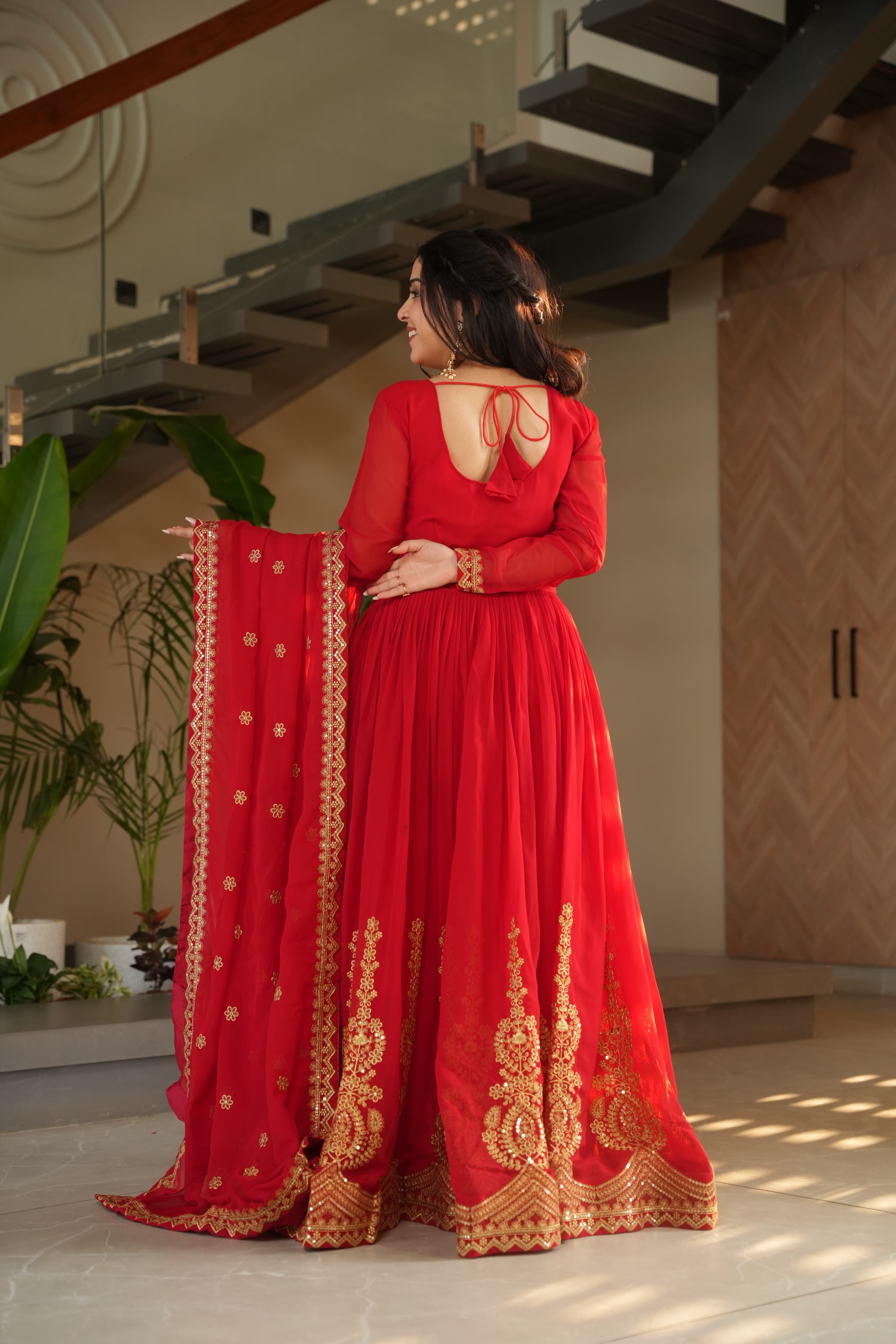Lekha KA 1162 Faux Blooming with Embroidery Zari Sequins Gown with Dupatta