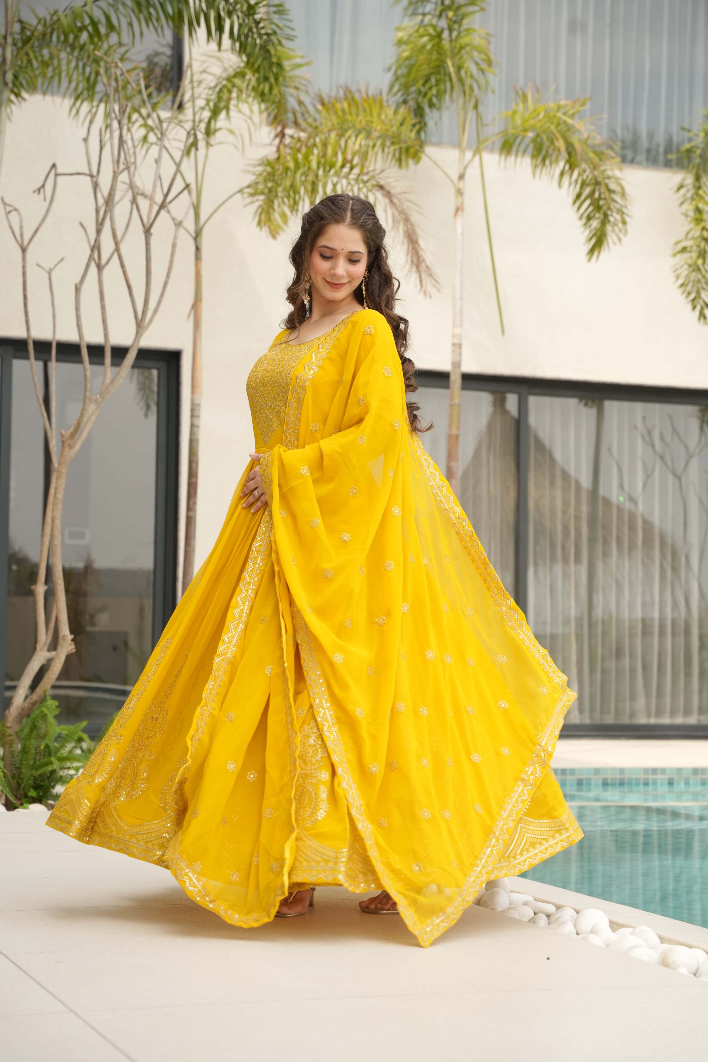 Lekha KA 1162 Faux Blooming with Embroidery Zari Sequins Gown with Dupatta