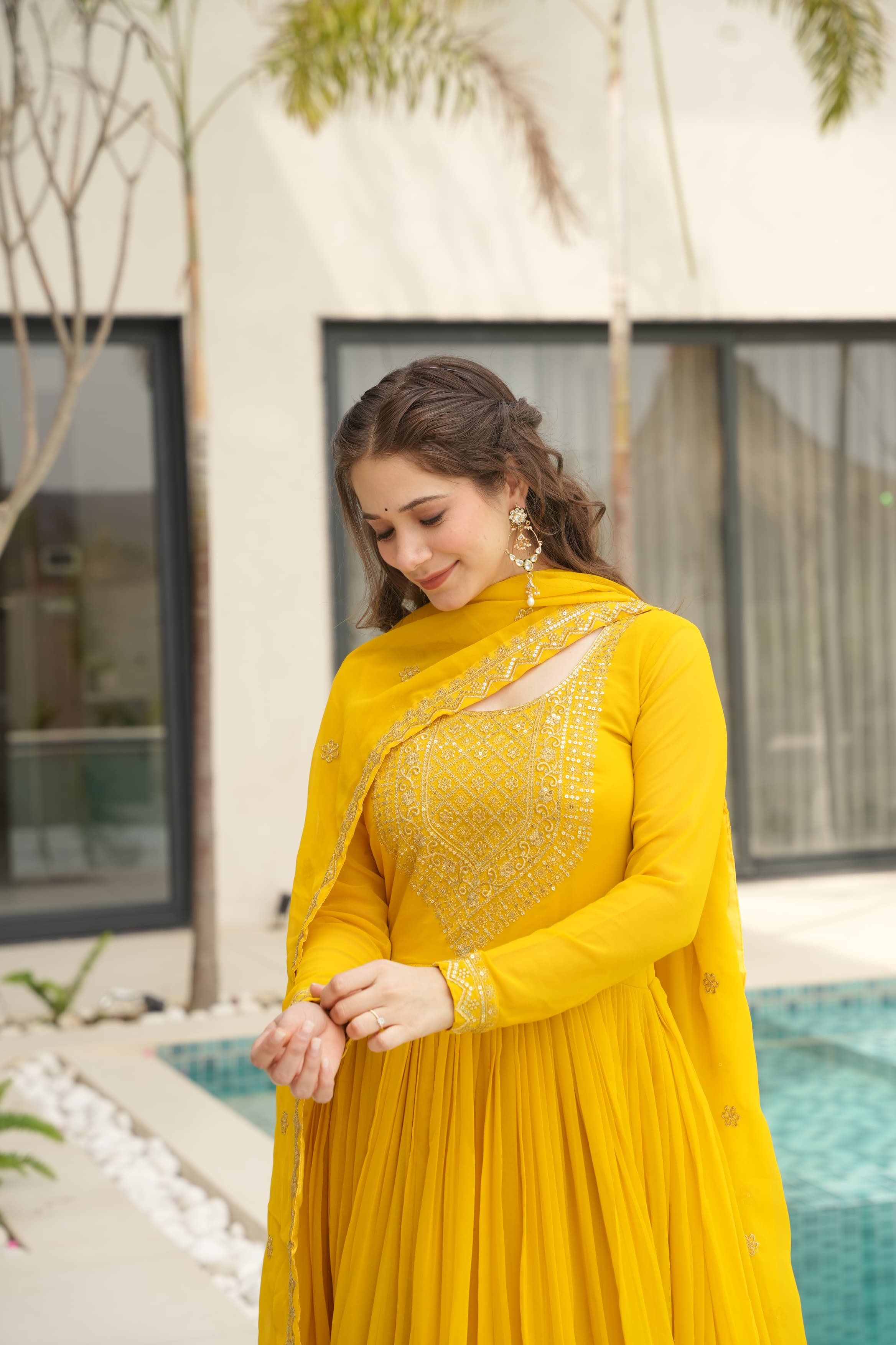 Lekha KA 1162 Faux Blooming with Embroidery Zari Sequins Gown with Dupatta
