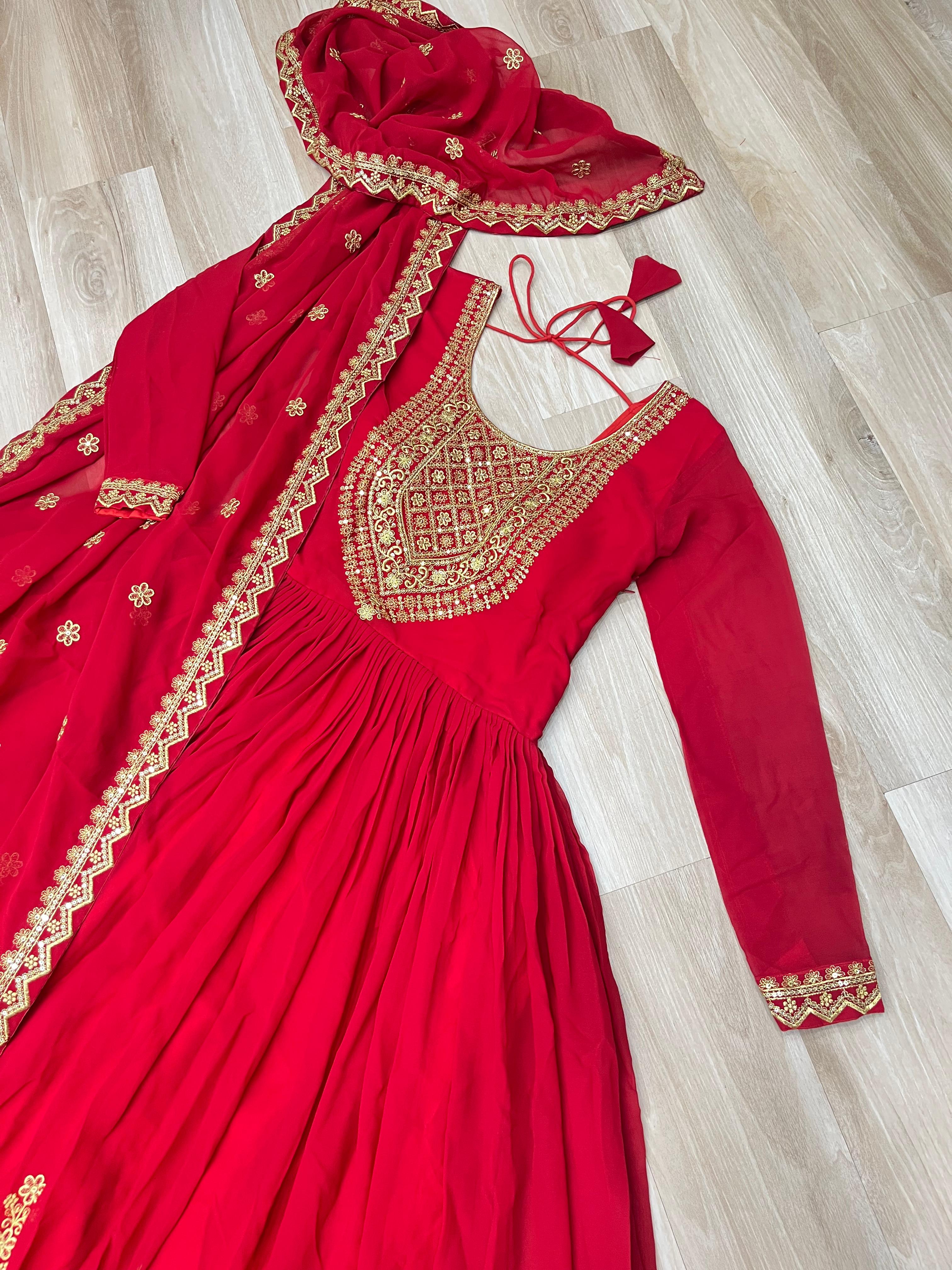Lekha KA 1162 Faux Blooming with Embroidery Zari Sequins Gown with Dupatta