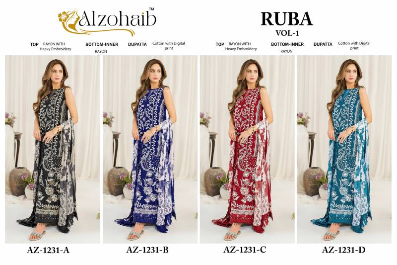 Alzohaib Ruba Vol 1 Chiffon Dupatta Pakistani Salwar Suits Collection