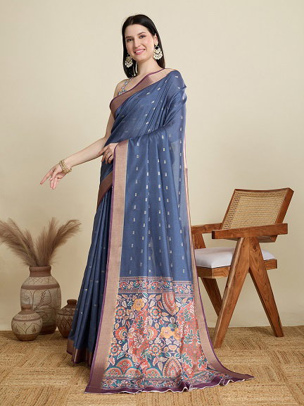 Maahi 179 Party Wear Weaving Butti Worked Semi Cotton Saree with Jequard Border