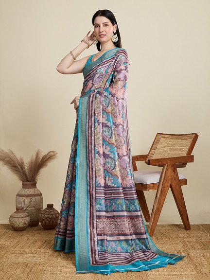 Maahi 179 Party Wear Weaving Butti Worked Semi Cotton Saree with Jequard Border