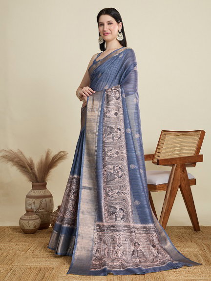 Maahi 179 Party Wear Weaving Butti Worked Semi Cotton Saree with Jequard Border