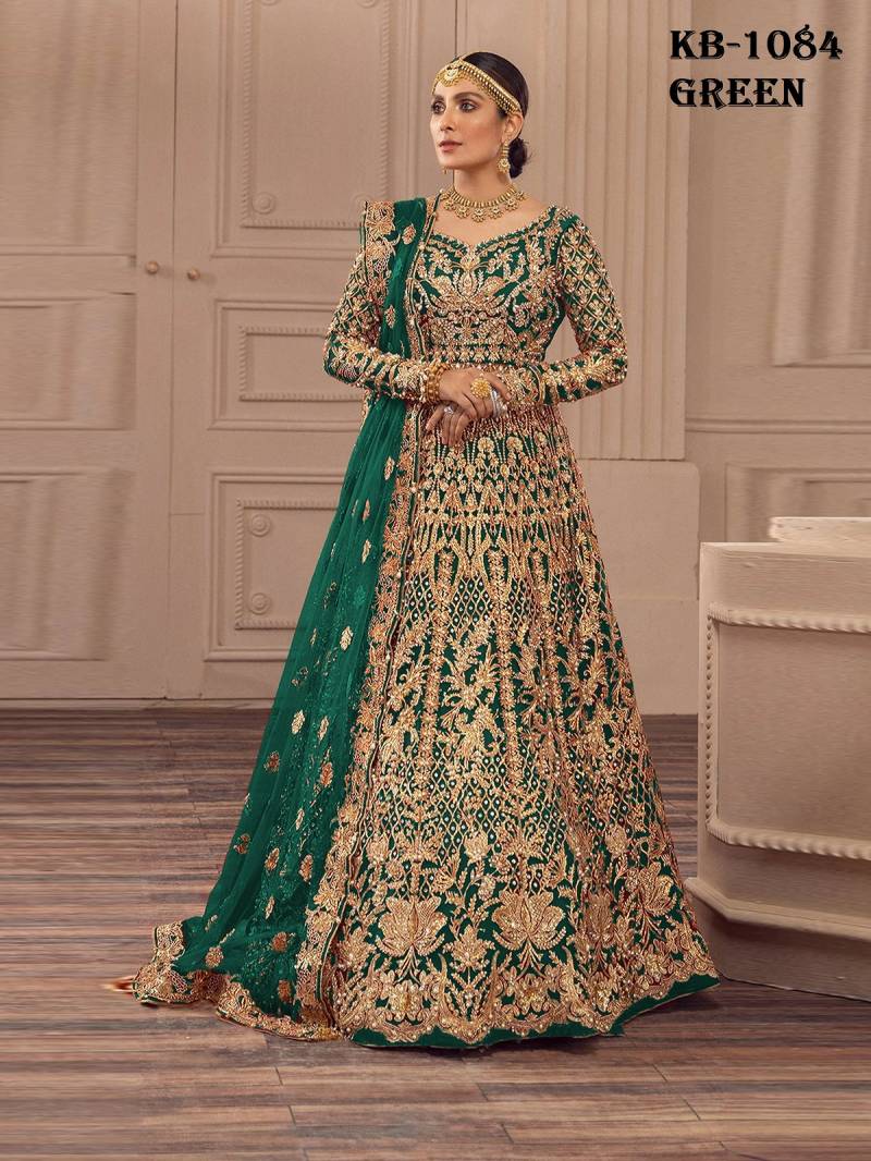 Kb 1084 Colors Designer Embroidered Net Gown With Dupatta