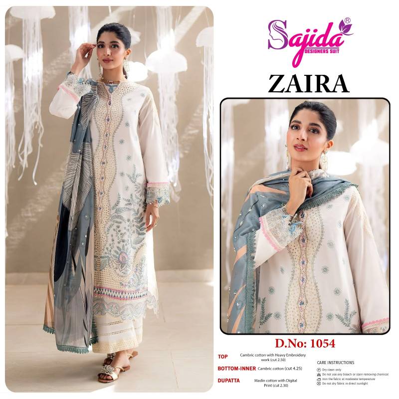 Sajida Zaira 1054 To 1056 Cambric Cotton Pakistani Salwar Kameez