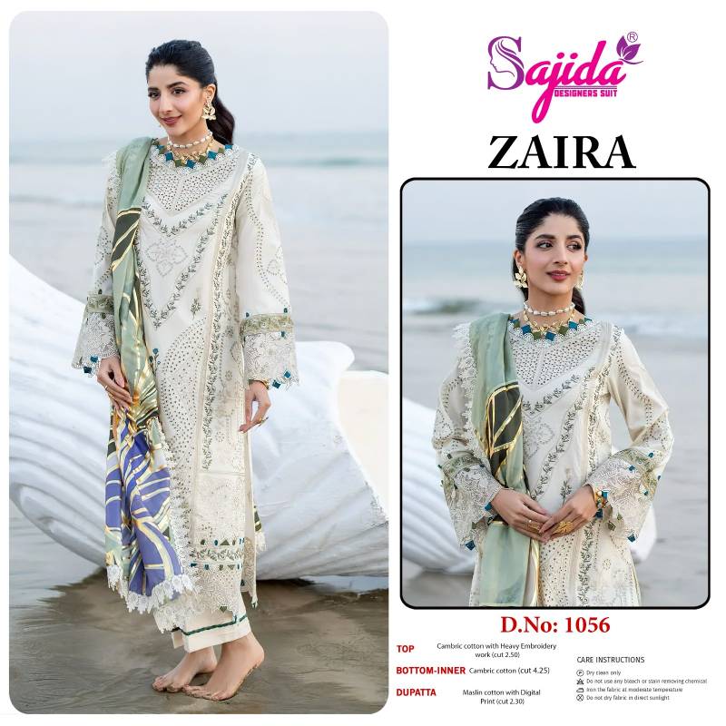 Sajida Zaira 1054 To 1056 Cambric Cotton Pakistani Salwar Kameez