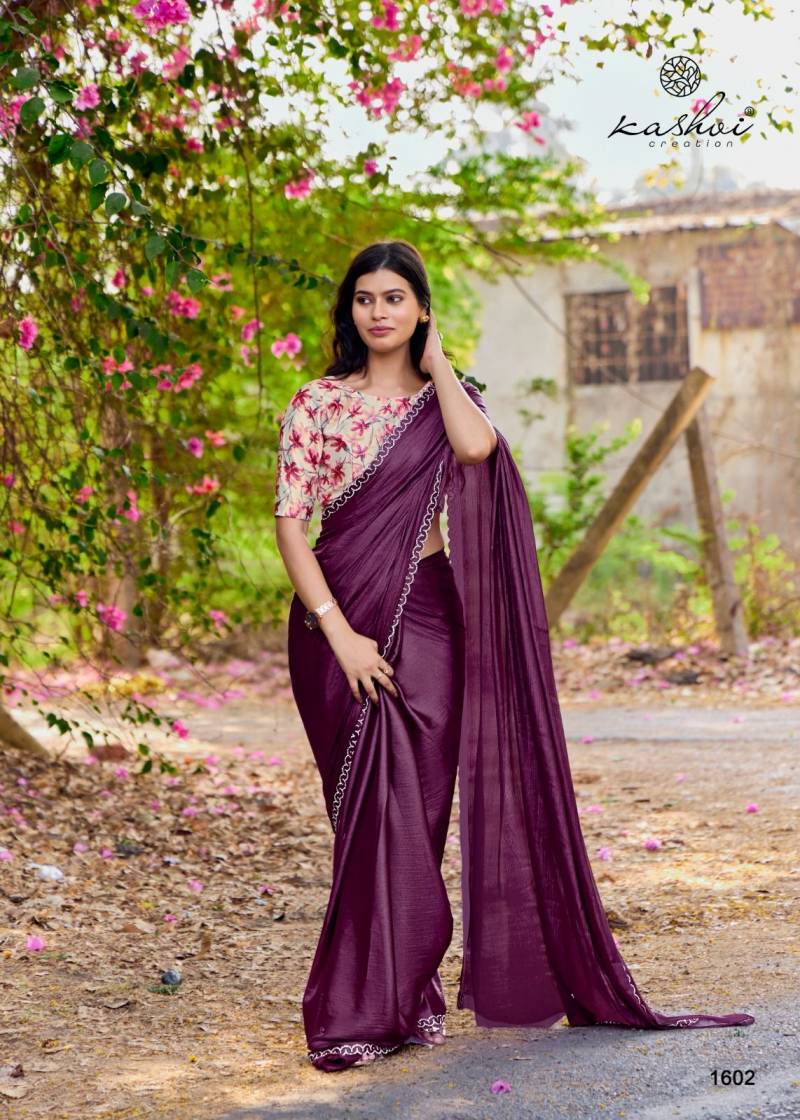 Kashvi Neel Vol 16 Satin With Swarovski Work Saree Collection