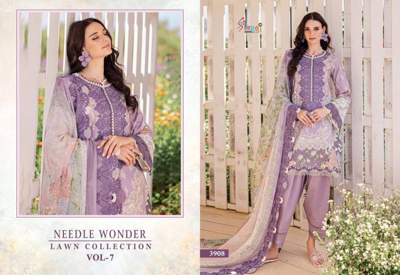 Shree Needle Wonder Lawn Collection Vol 7 Chiffon Dupatta Salwar Suits