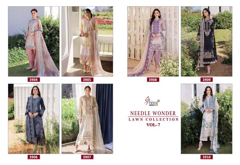 Shree Needle Wonder Lawn Collection Vol 7 Chiffon Dupatta Salwar Suits