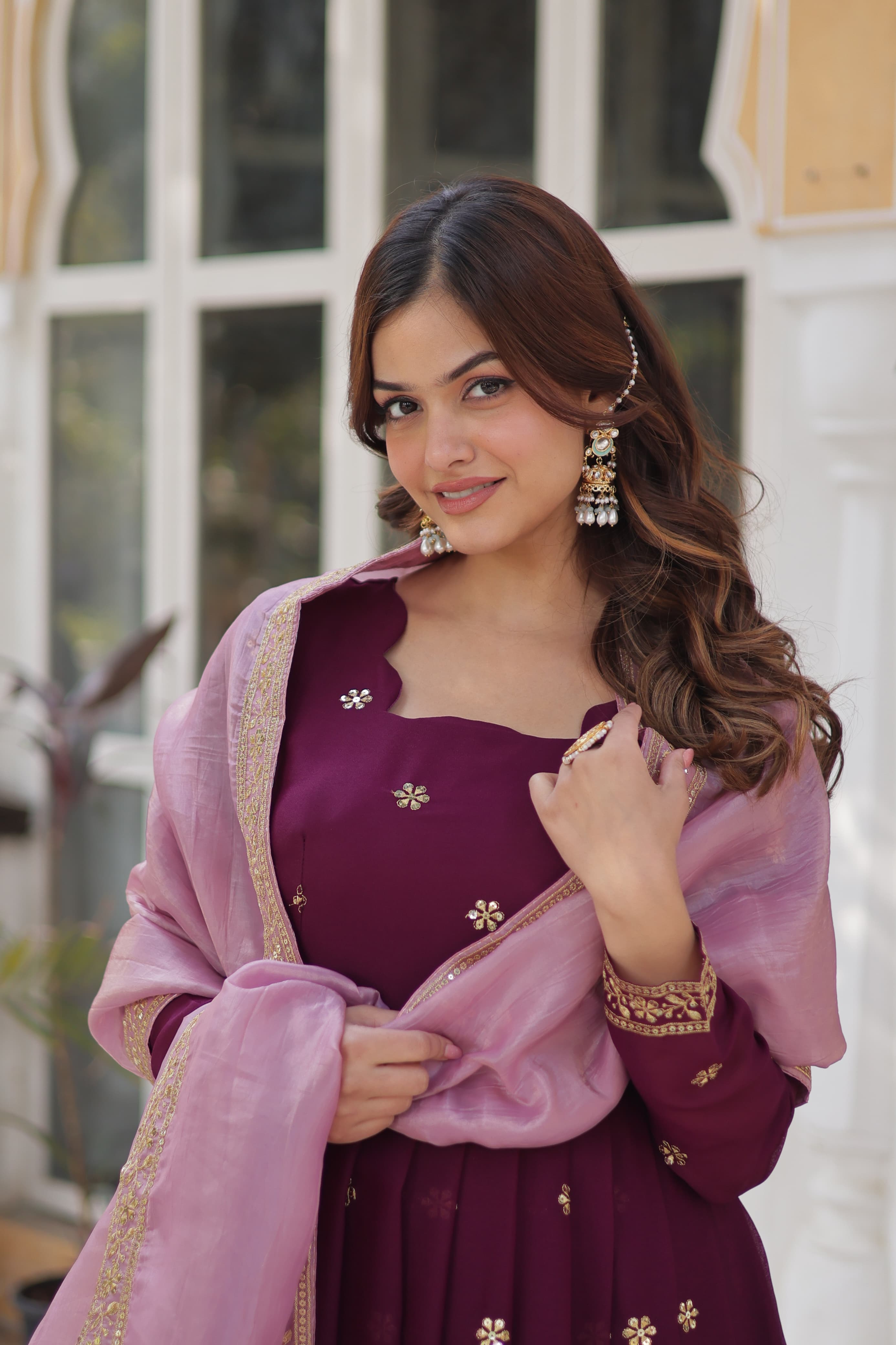 Lekha KA 1142 Georgette Embroidery Zari Sequins Gown With Dupatta