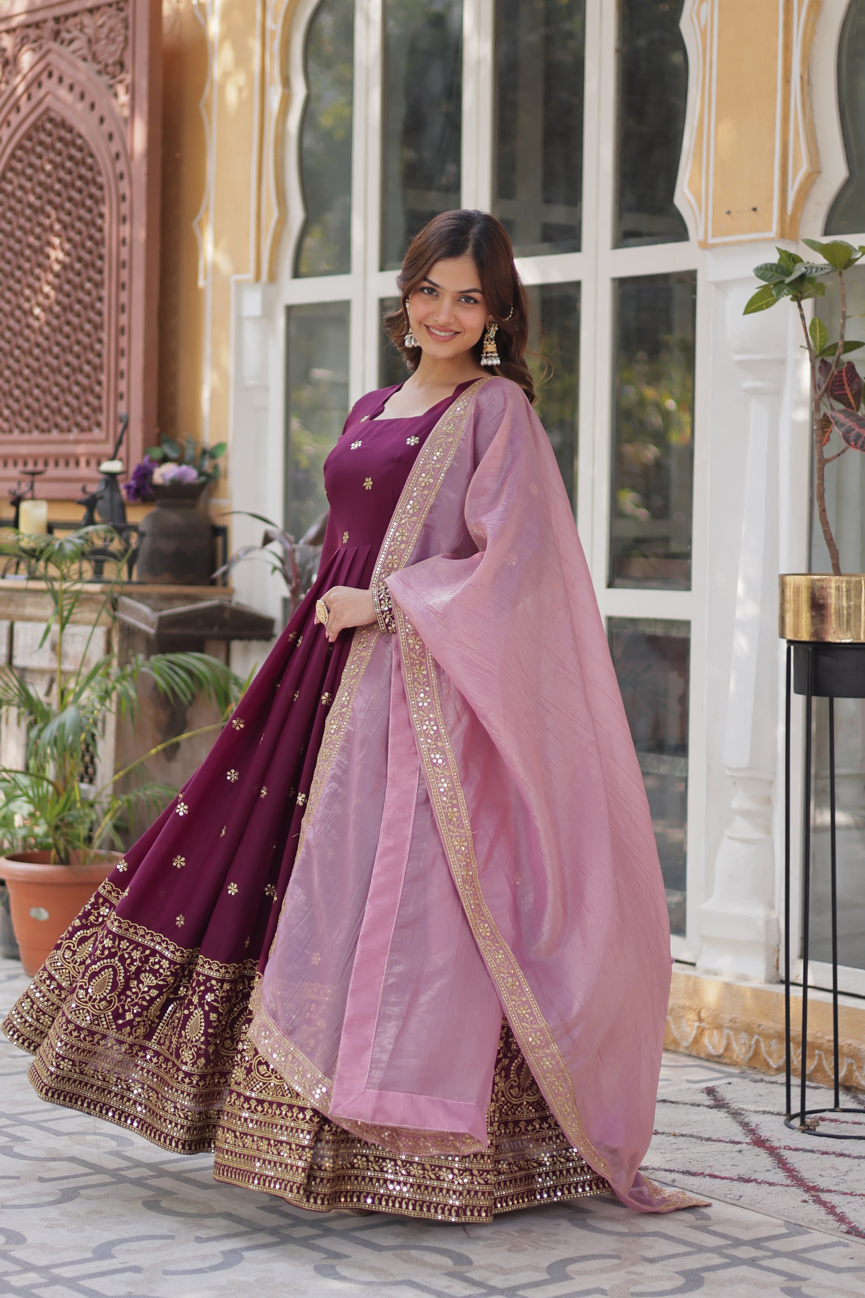 Lekha KA 1142 Georgette Embroidery Zari Sequins Gown With Dupatta
