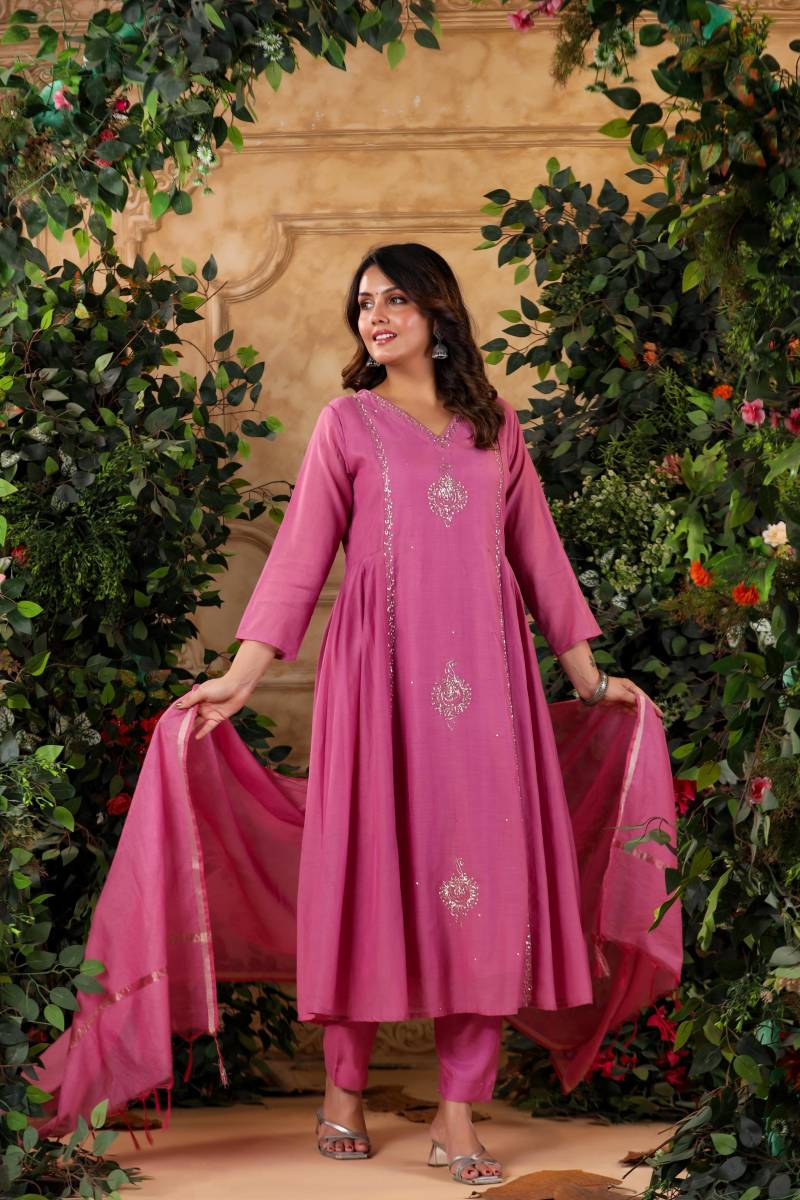 Tanyaa P 330 Mul Chanderi Anarkali Flair Readymade Suit Collection