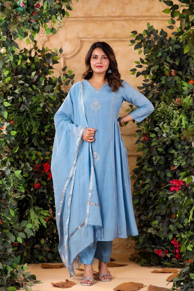 Tanyaa P 331 Mul Chanderi Anarkali Flair Readymade Suit Collection