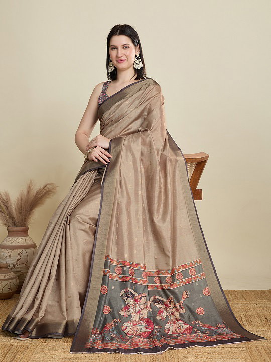 Maahi 180 Party Wear Waving Butti Worked Semi Cotton Saree with Un Stitched Blouse