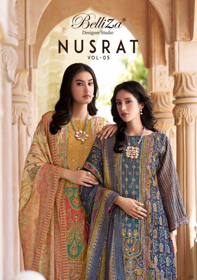 Belliza Nusrat Vol 5 Digital Printed Dress Material Collection