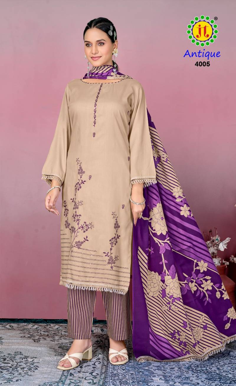 Jt Antique Vol 4 Rayon Embroidered Work Dress Material Collection