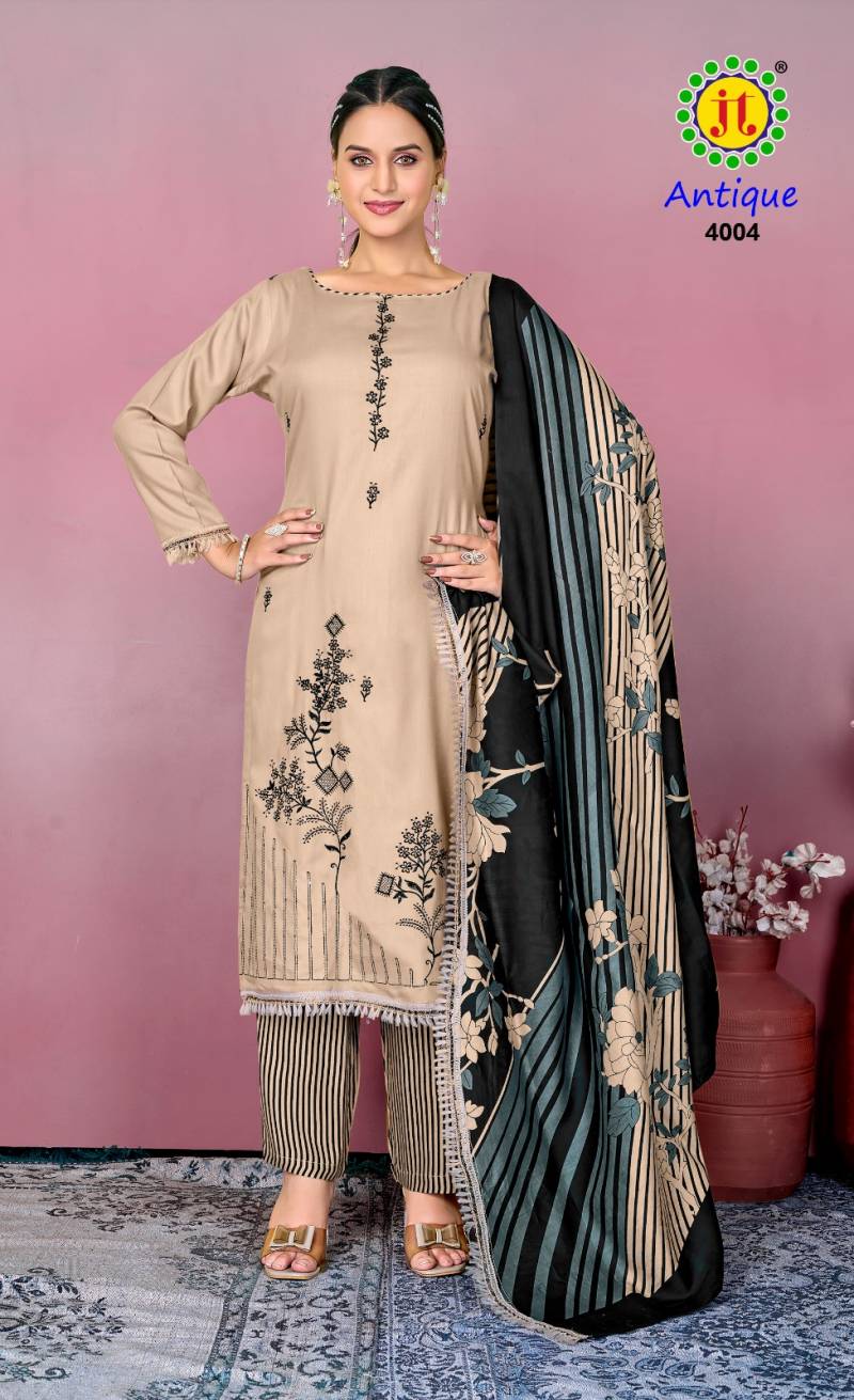 Jt Antique Vol 4 Rayon Embroidered Work Dress Material Collection