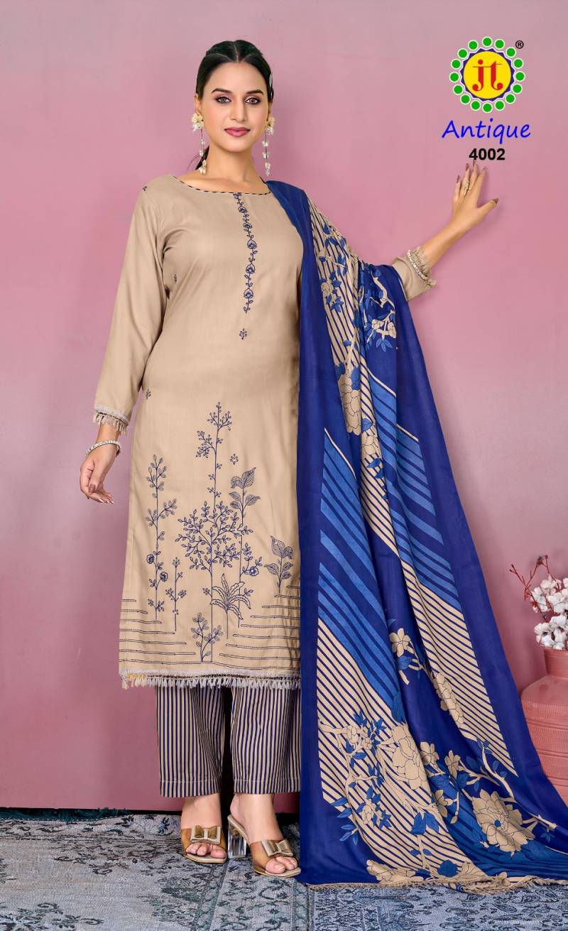 Jt Antique Vol 4 Rayon Embroidered Work Dress Material Collection