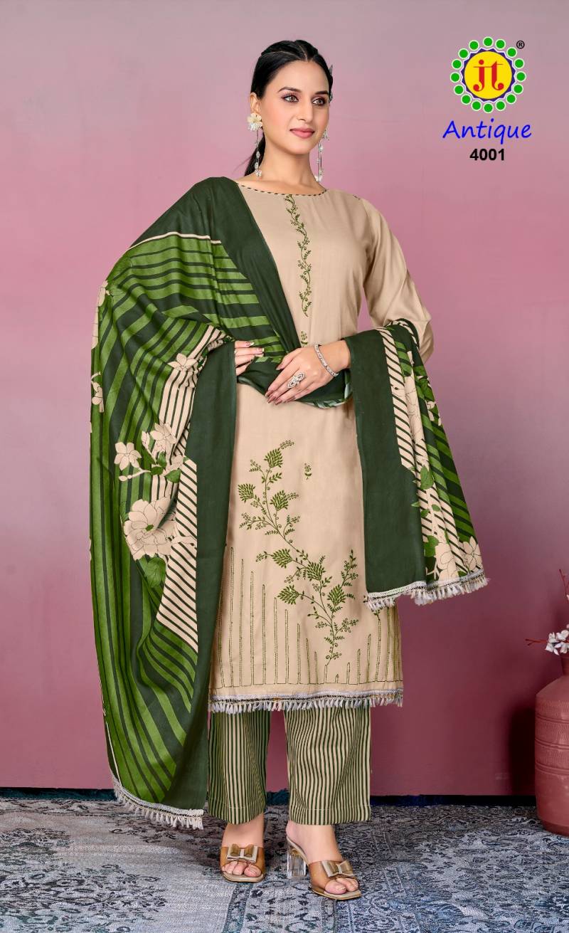 Jt Antique Vol 4 Rayon Embroidered Work Dress Material Collection
