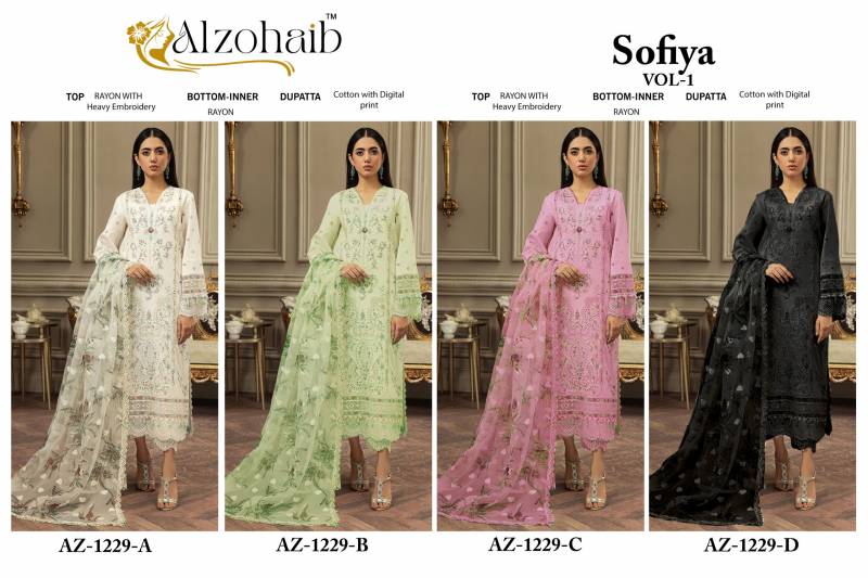 Alzohaib Sofiya Vol 1 Cotton Dupatta Pakistani Salwar Suits Collection