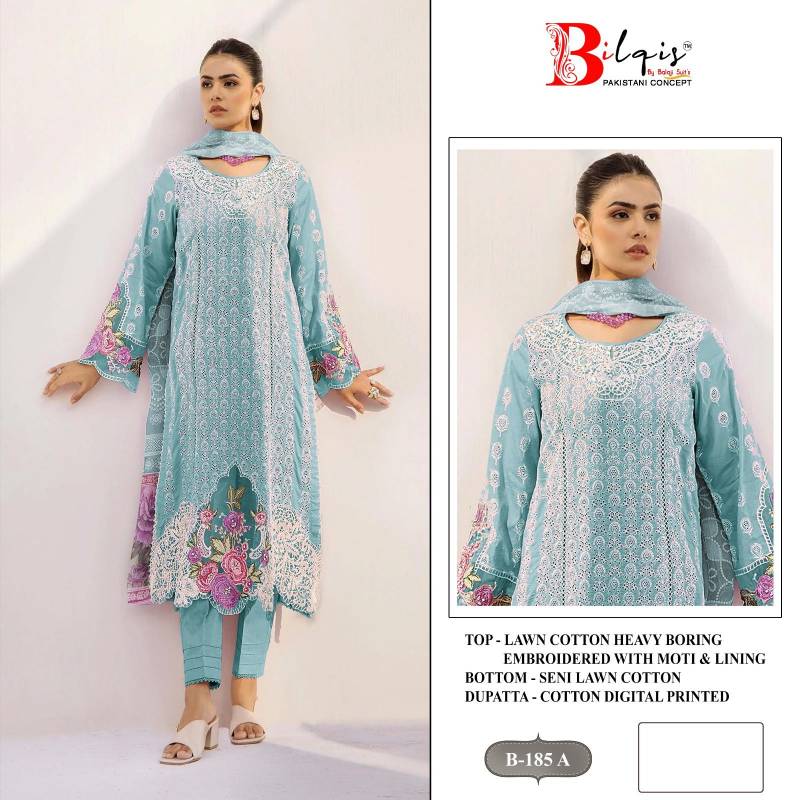 Bilqis B 185 Lawn Cotton Pakistani Salwar Kameez Collection
