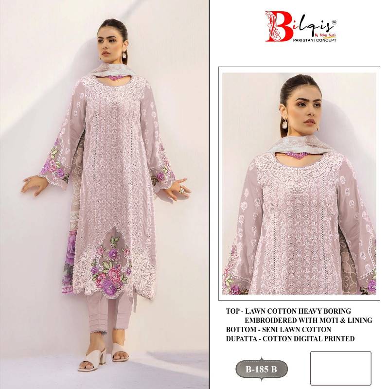 Bilqis B 185 Lawn Cotton Pakistani Salwar Kameez Collection