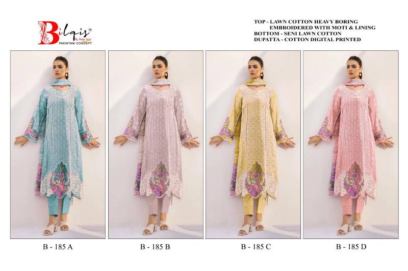 Bilqis B 185 Lawn Cotton Pakistani Salwar Kameez Collection