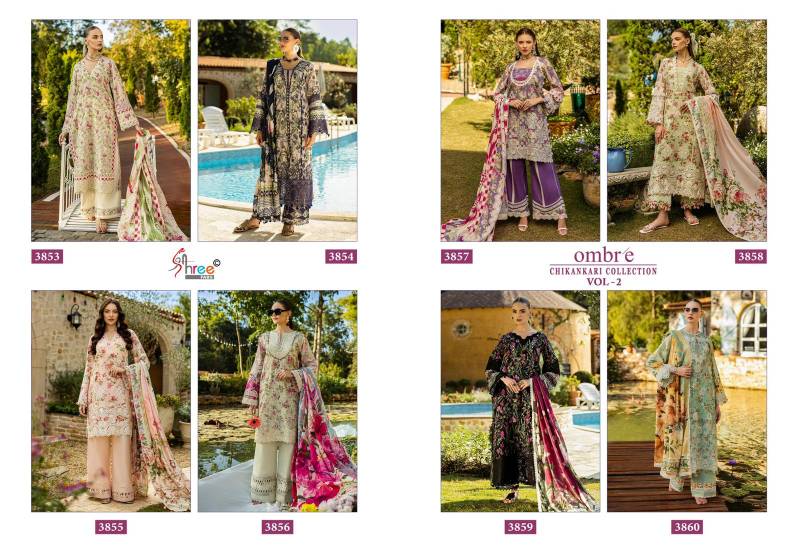 Shree Ombre Chikankari Collection Vol 2 Cotton Dupatta Pakistani Suits